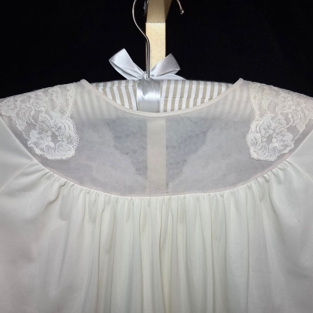 Vintage Shadowline Bed Jacket Pink Lace Trim Embroidered Pink Flowers M - Picture 8 of 12